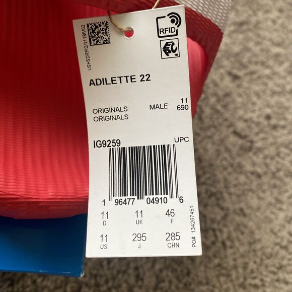 Adidas Adilette Clogs Unisex Red White Slip On Swim Sandals Men Size 11 New main image 7